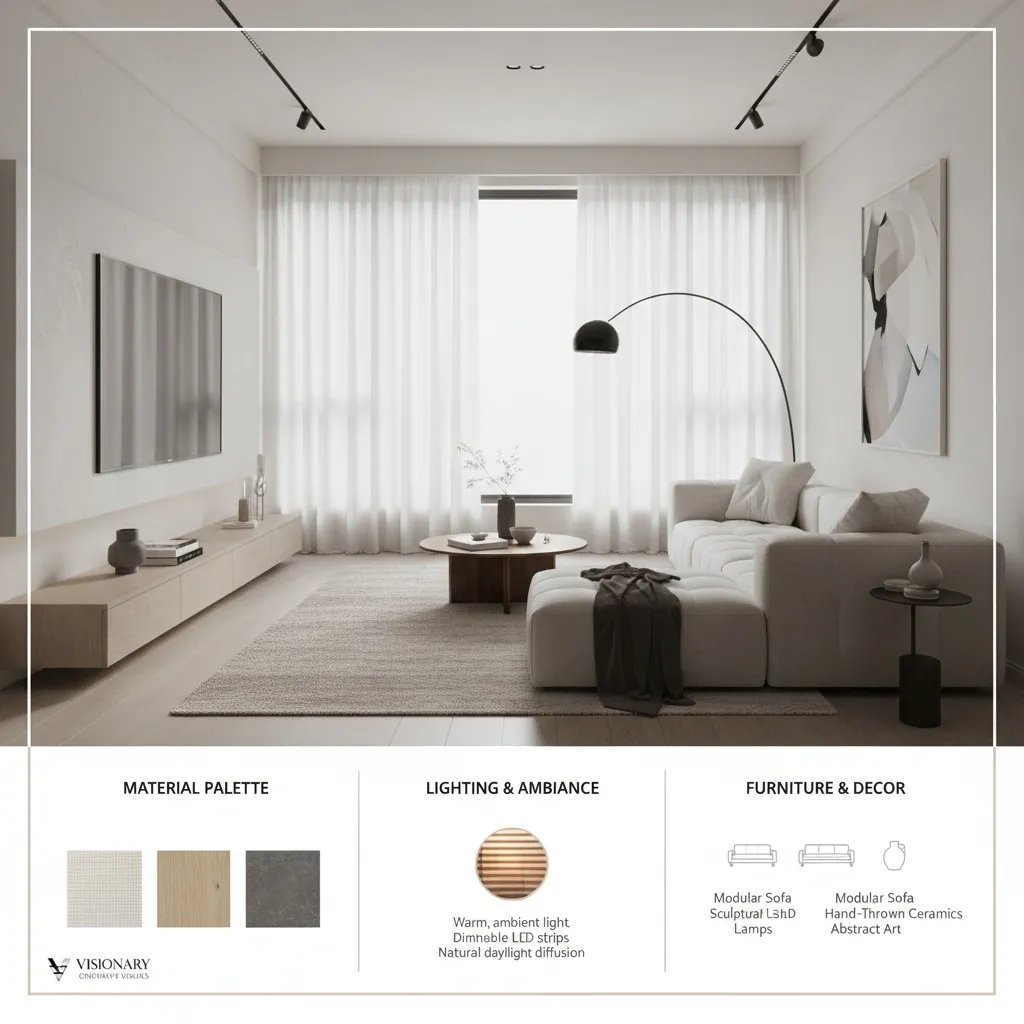 Interior design concept with layered textures