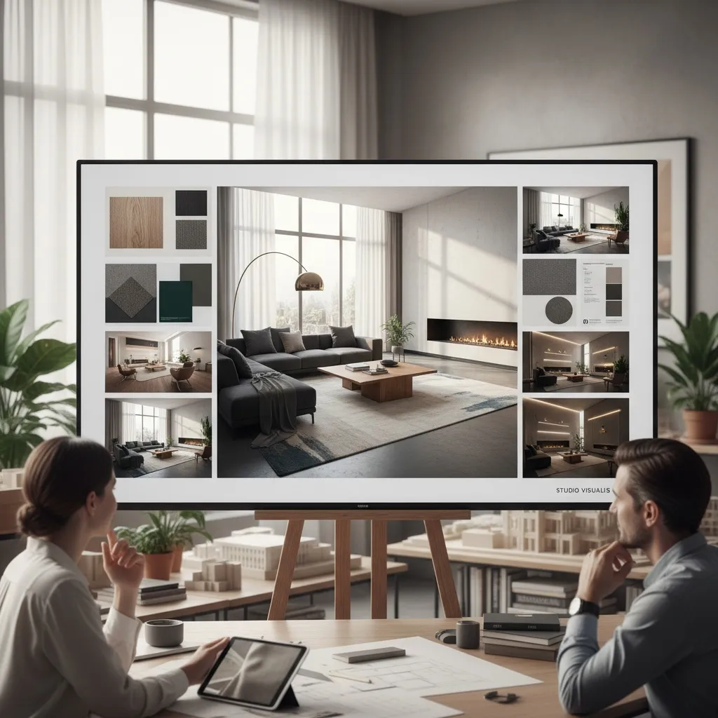 Warm living room concept render