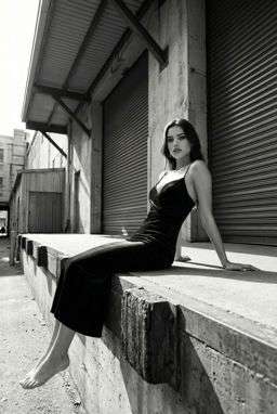 Petra - EMBROIDERED TEXTURED BLOUSE + 50TH ANNIVERSARY WOOL BLEND TROUSERS - B&W Loading Dock [Rotated 44° Left]